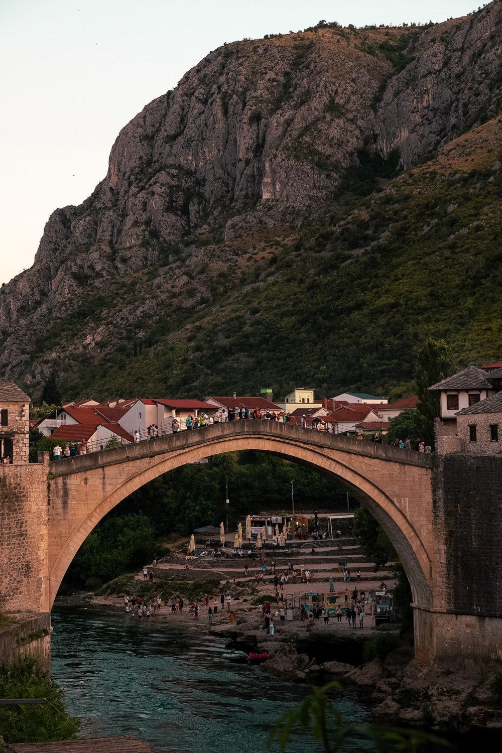 Crowds on the Old Bridge. Mostar, Bosnia and Herzegovina.