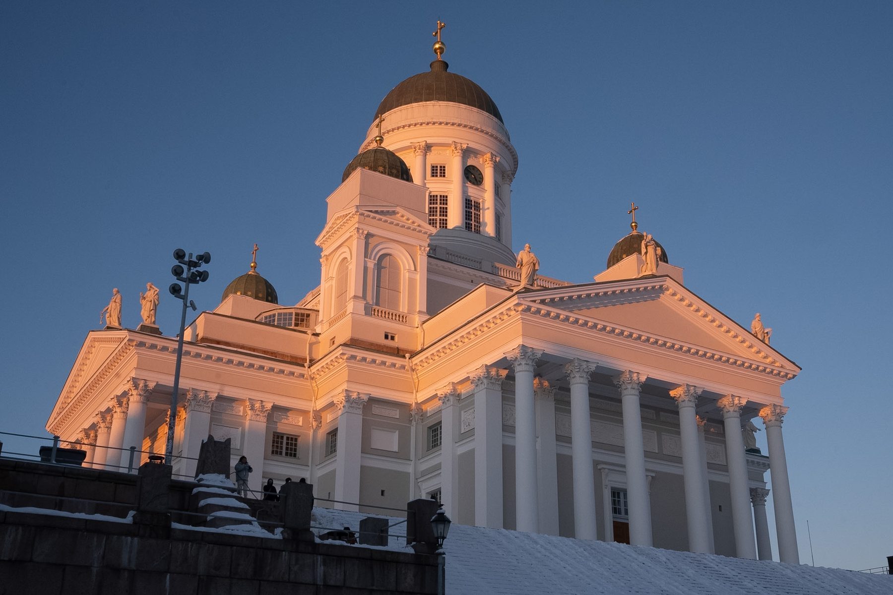 Helsinki Cathedral in Low Winter Sun. Helsinki, Finland.