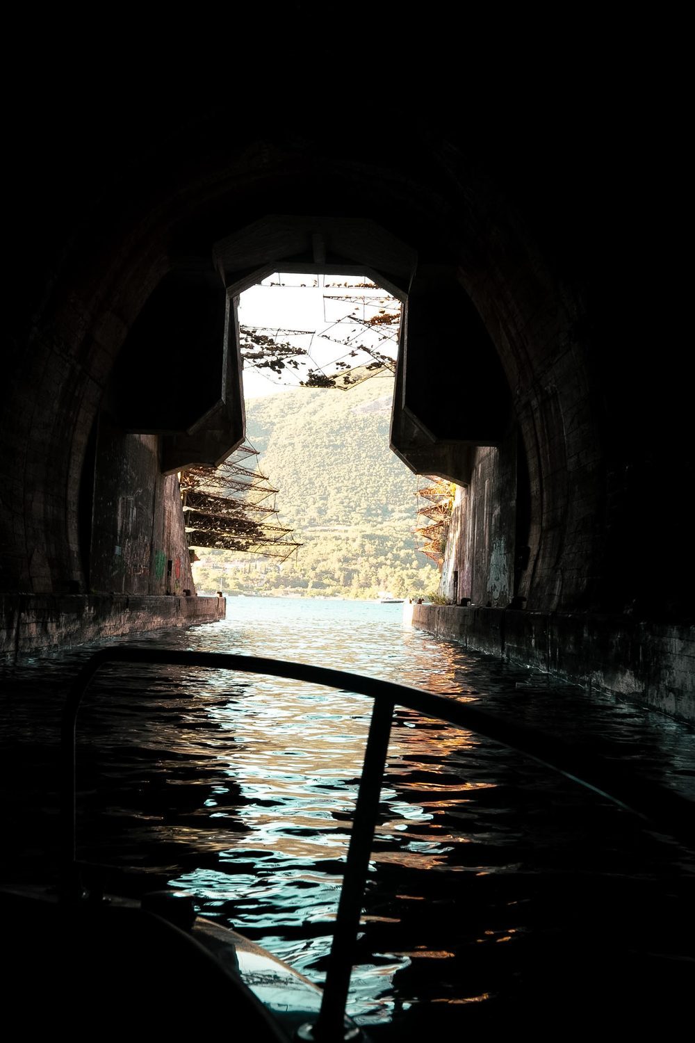 Inside the Submarine Tunnel. Bay of Kotor, Montenegro.