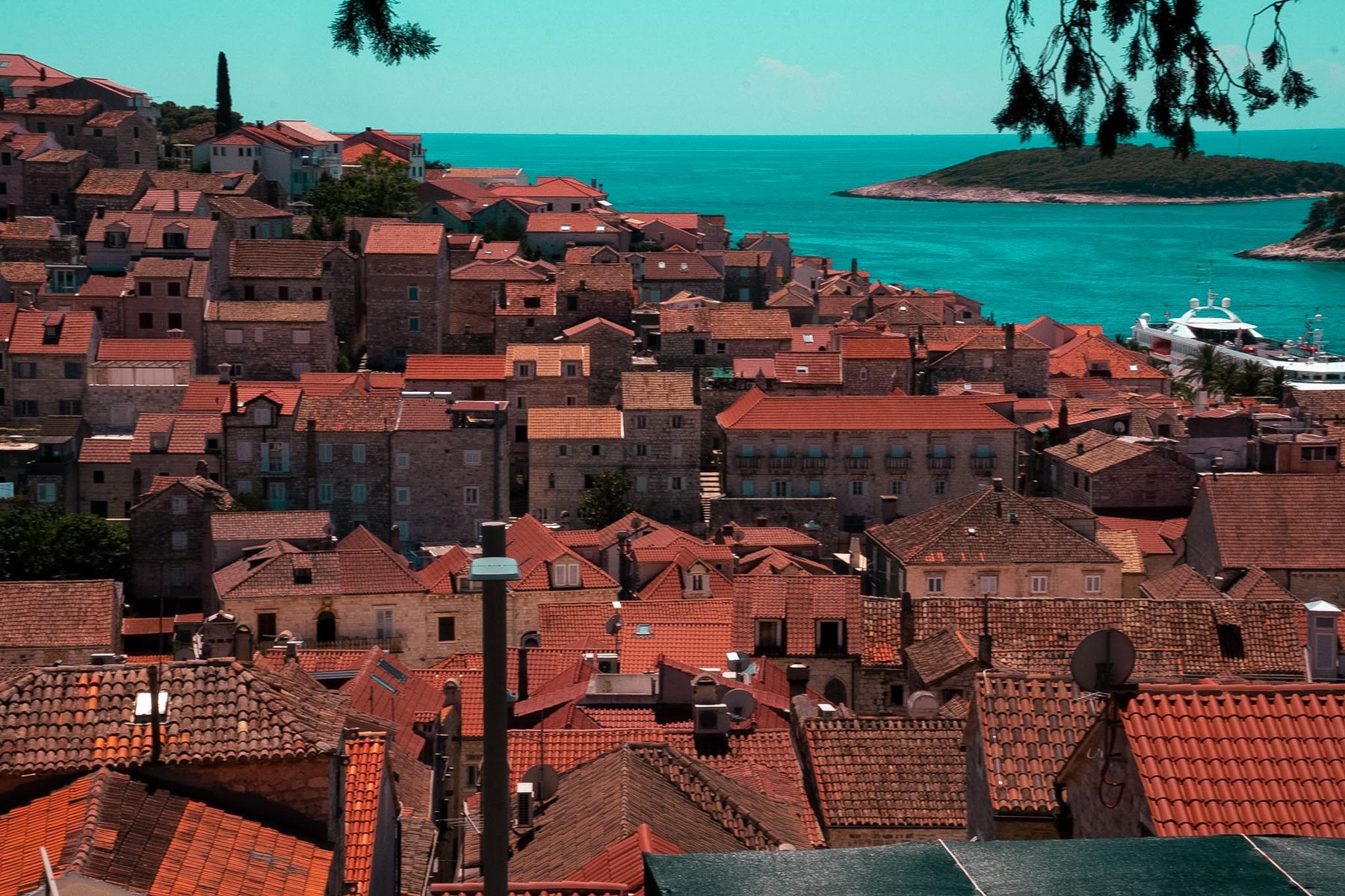 Rooftops Above the Harbour. Hvar, Croatia.