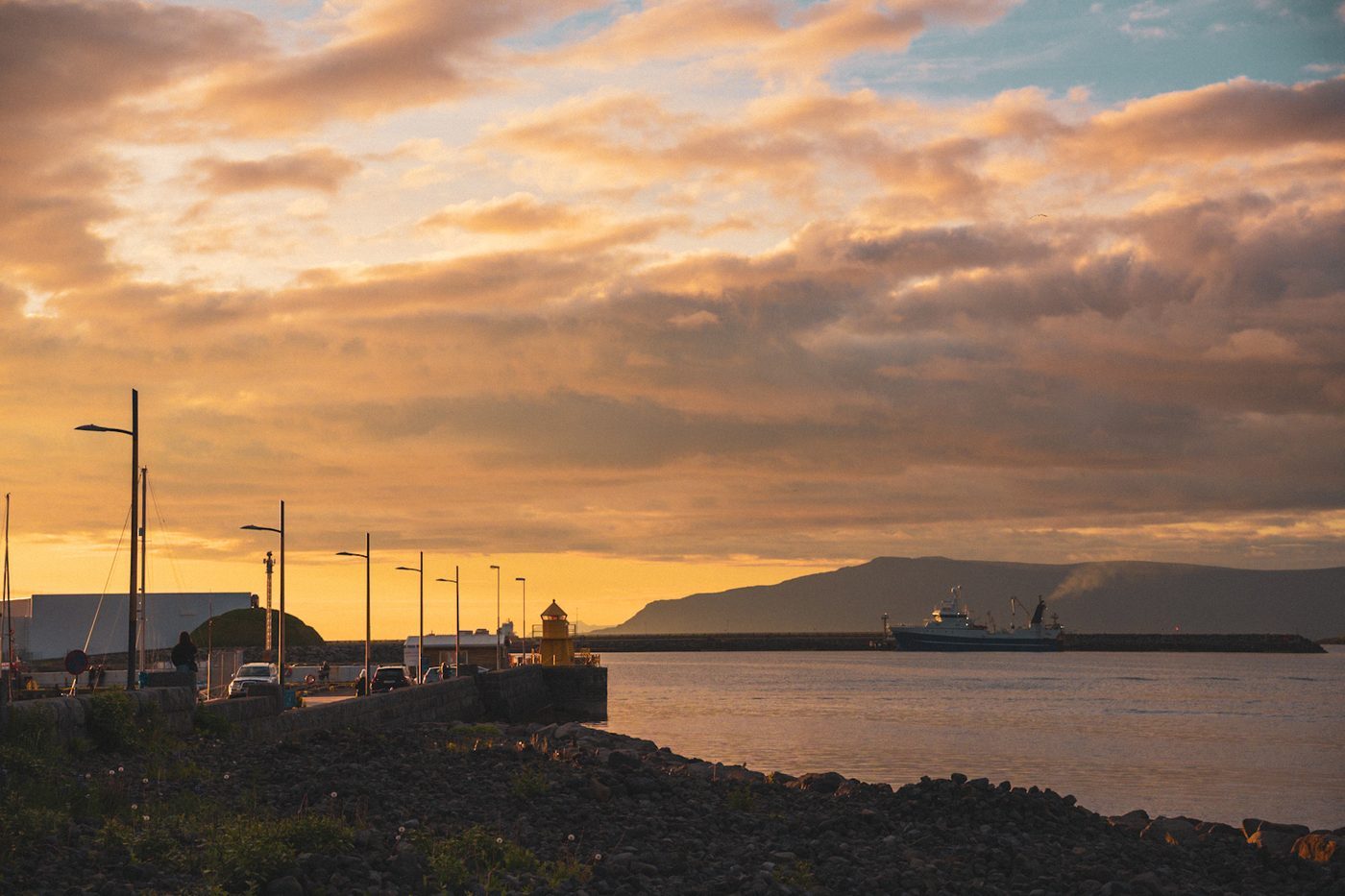 The Old Harbour at Midnight Sun. Reykjavik, Iceland.