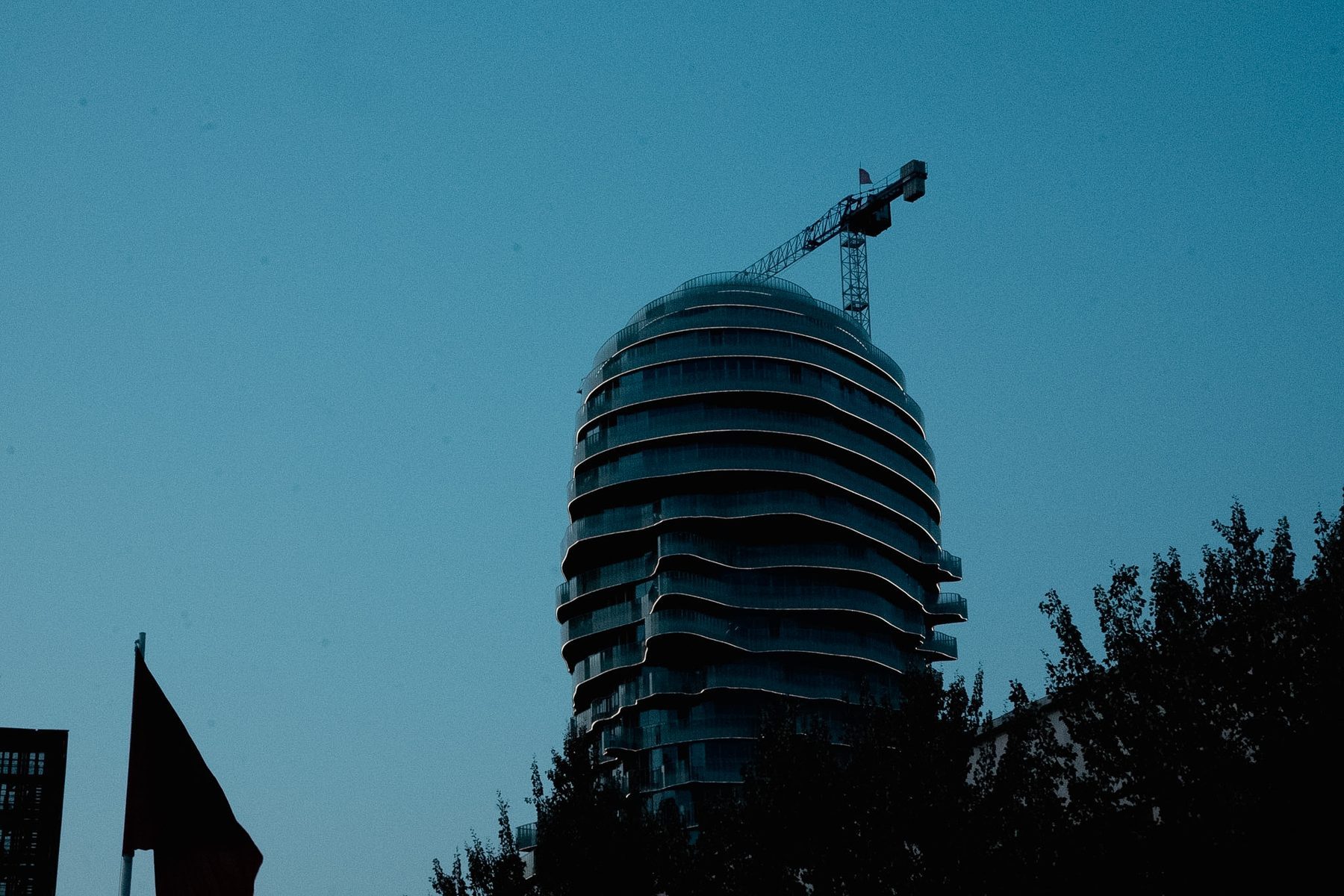 The Twisting Tower at Dusk. Tirana, Albania.